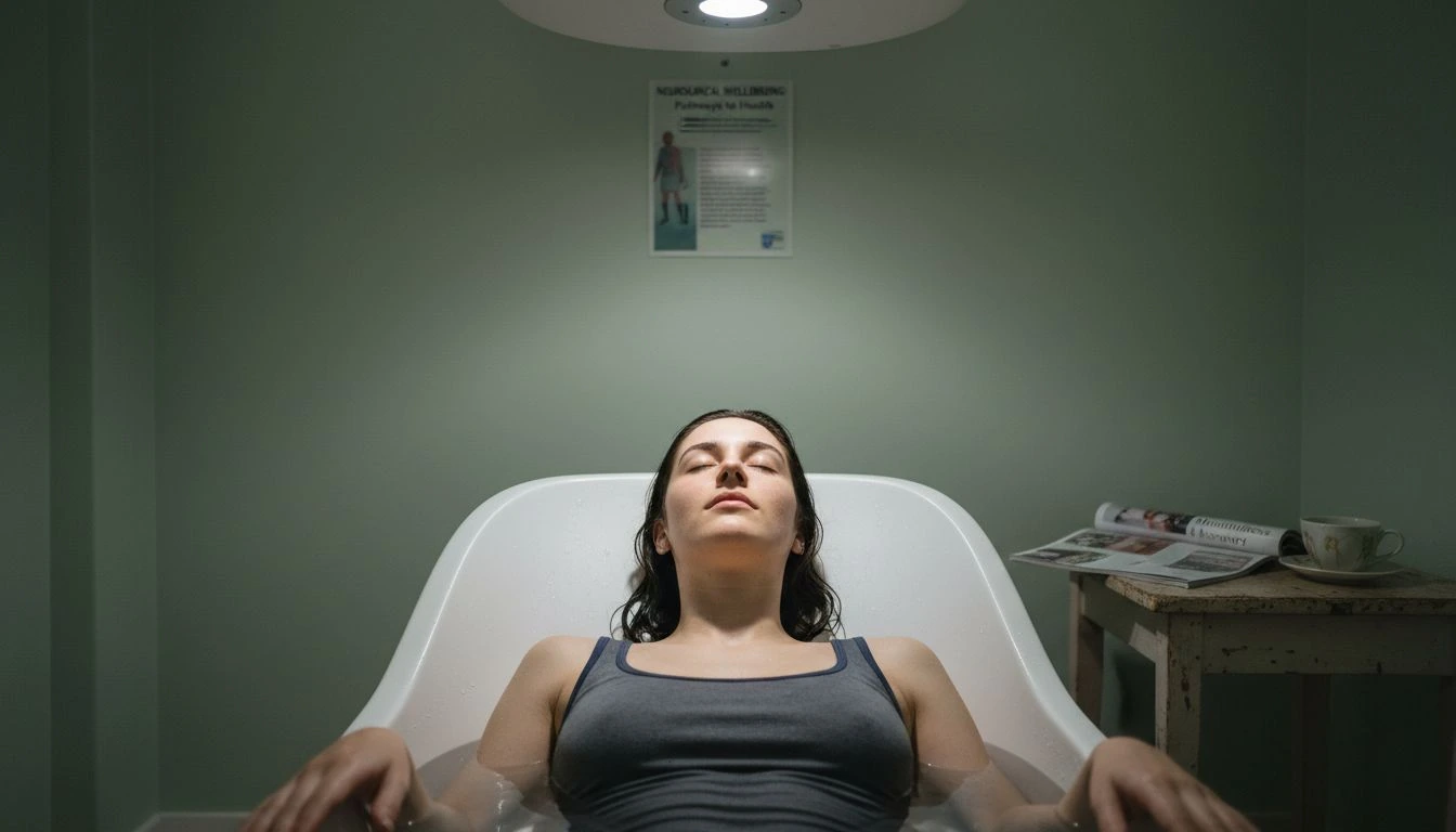 Person experiencing brain relaxation in float pod