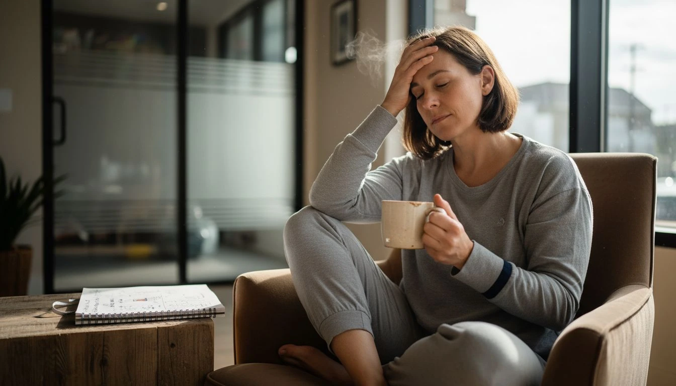 Woman reflecting after float therapy session