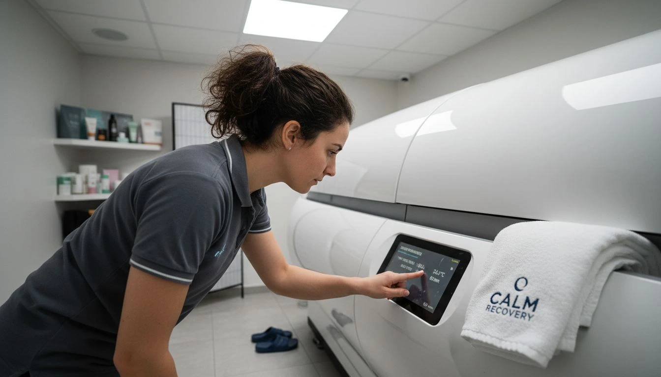 Technician adjusting advanced float therapy pod