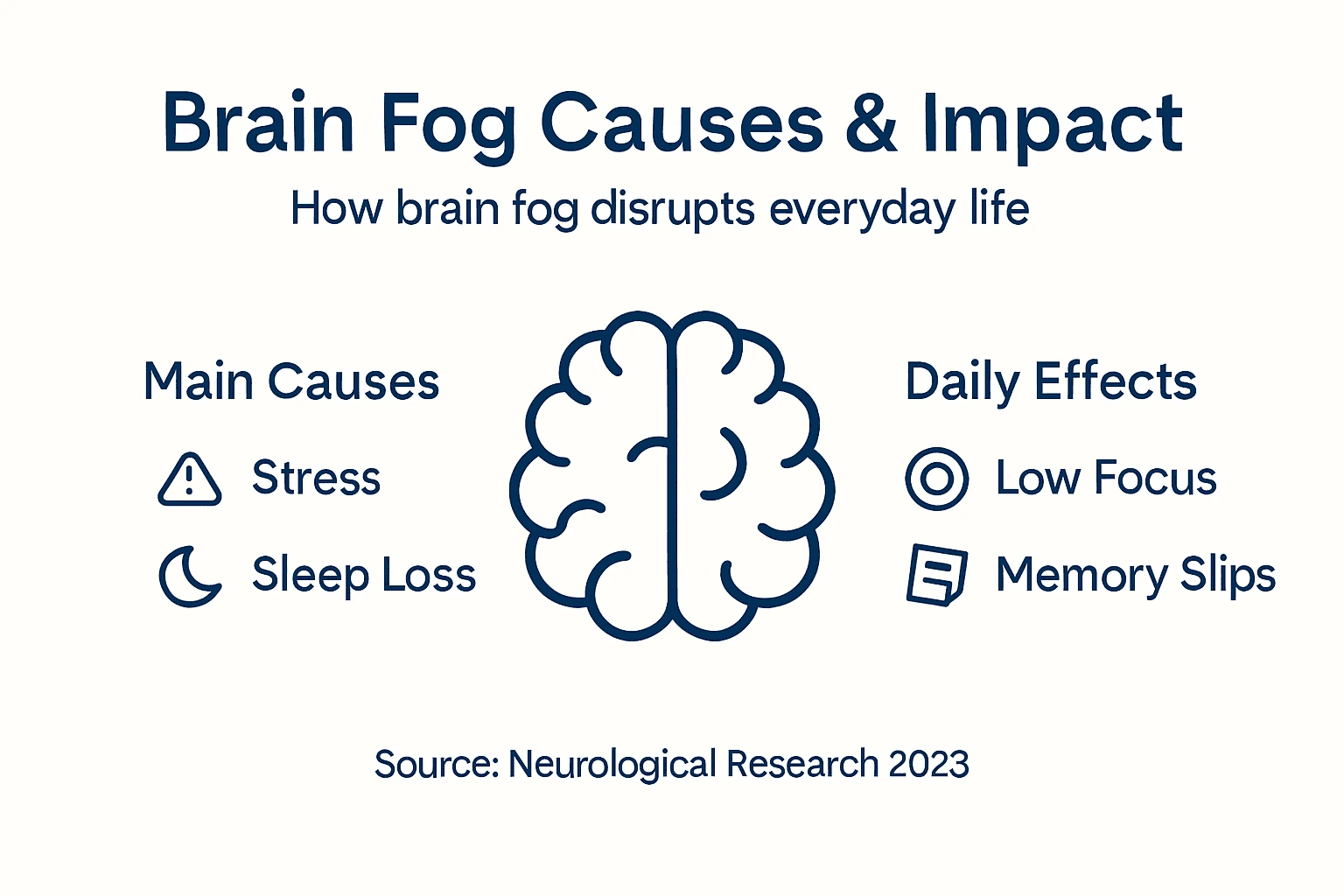 Infographic showing brain fog causes and effects